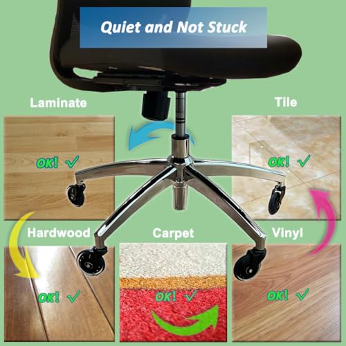 Premium Office Chair Wheels Replacement with Removal Tool for Working, Learning, and Gaming, 3 Inch, 7/16 Inch(11mm), 5p
