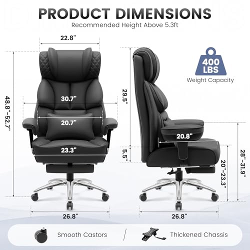 Big and Tall Leather Gaming Chair for Office Workers
| Ergonomic High-Back Reclining Chair with Footrest for Gamers
| W